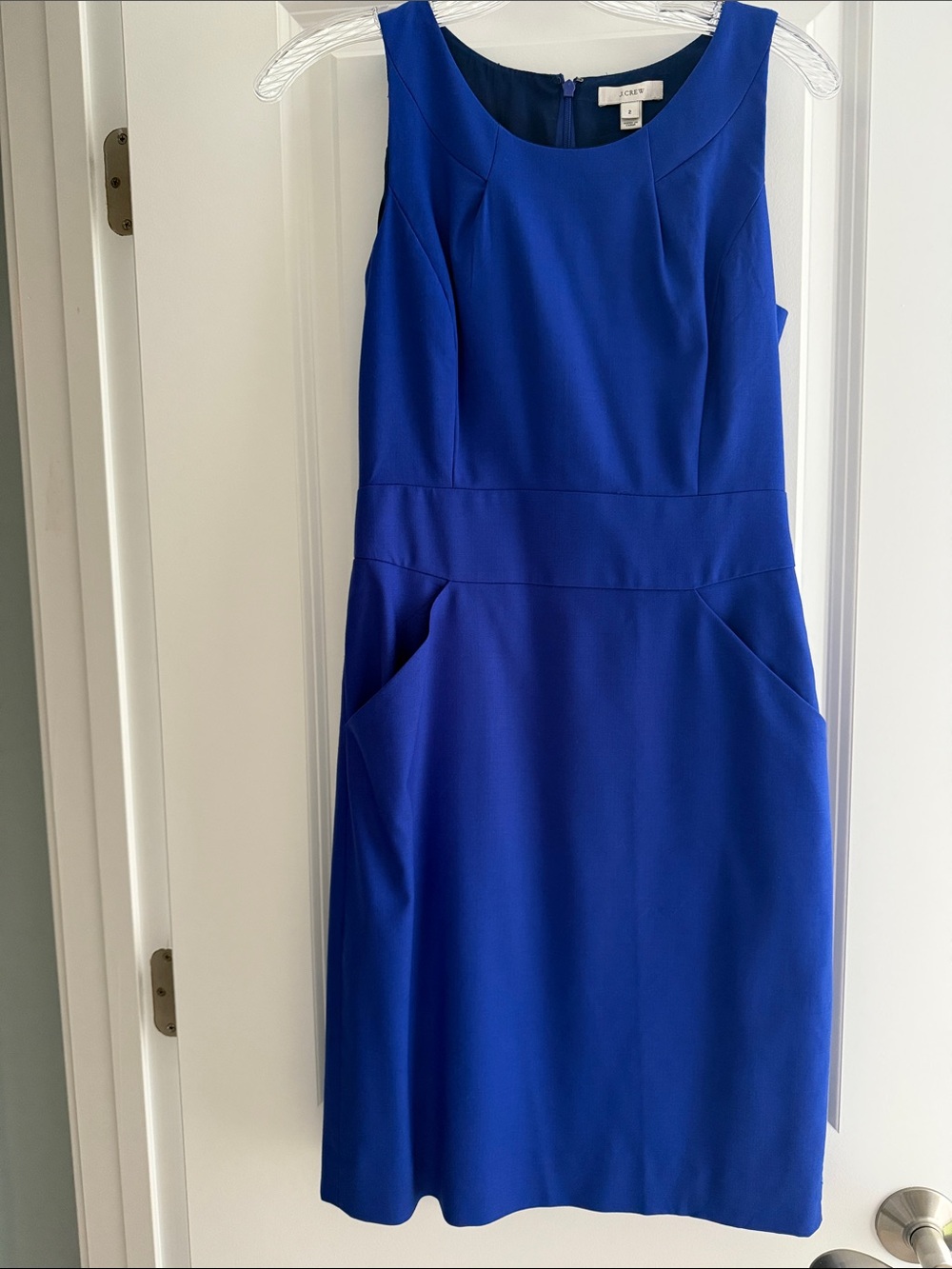 J. Crew Sleeveless Cobalt Blue Midi Sheath Dress